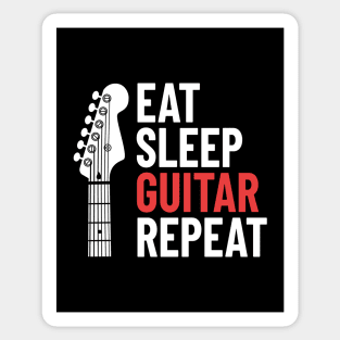 Eat Sleep Guitar Repeat Electric Guitar Headstock Dark Theme Sticker